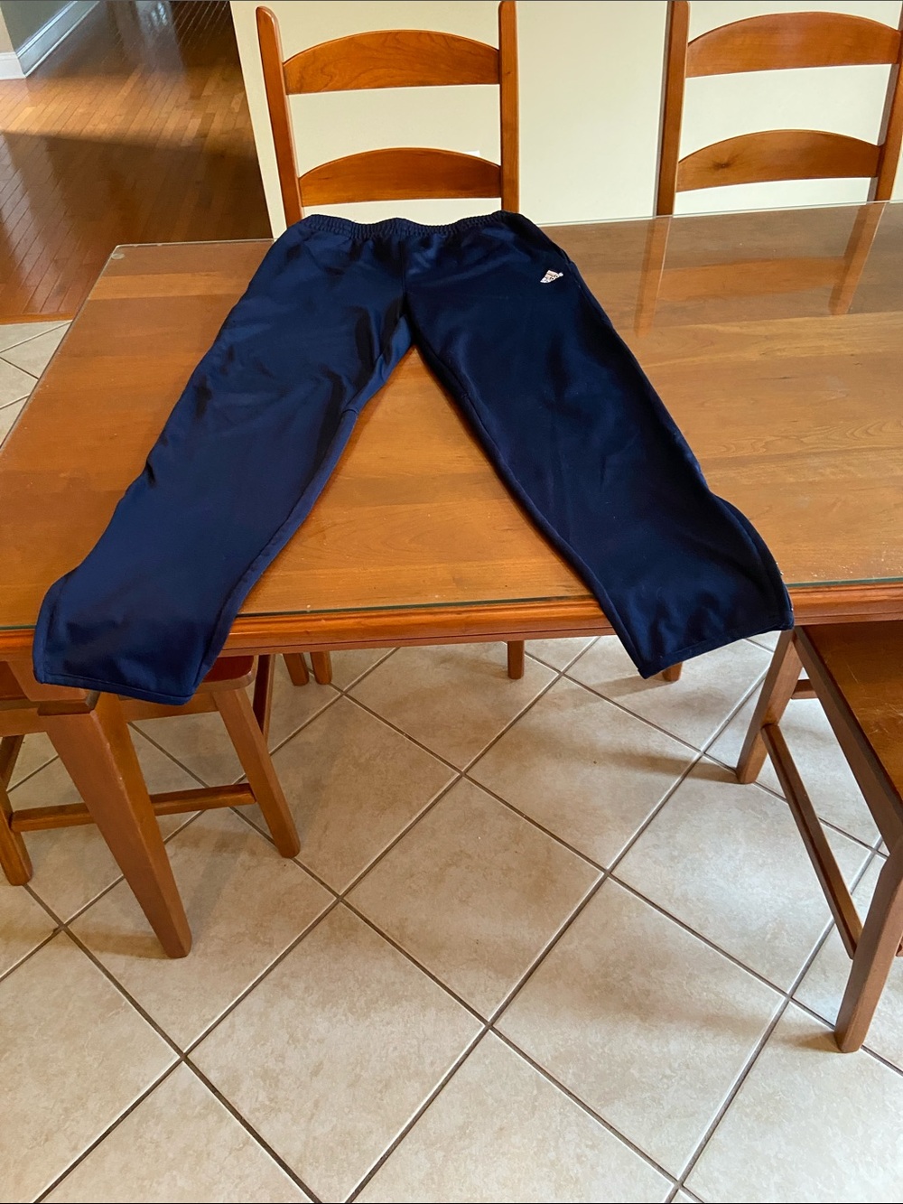 adidas Kids Navy Blue Sweatpants with Small Logo. Ankle zips.